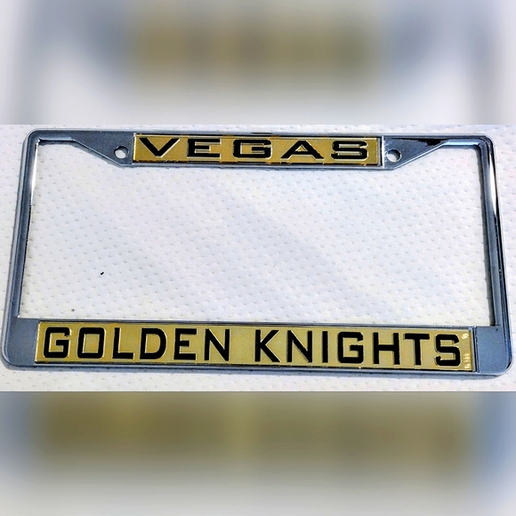 New VGK Vegas Golden Knights Mirrored Chrome License Plate Frame - Picture 1 of 6